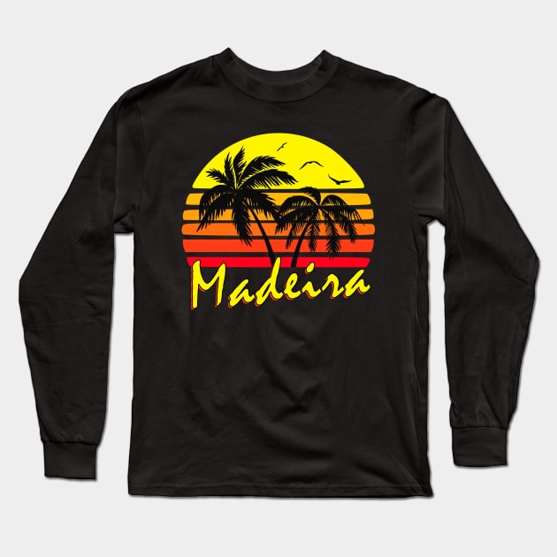 Madeira Portugal Retro Sunset Long Sleeve T-Shirt by Nerd_art